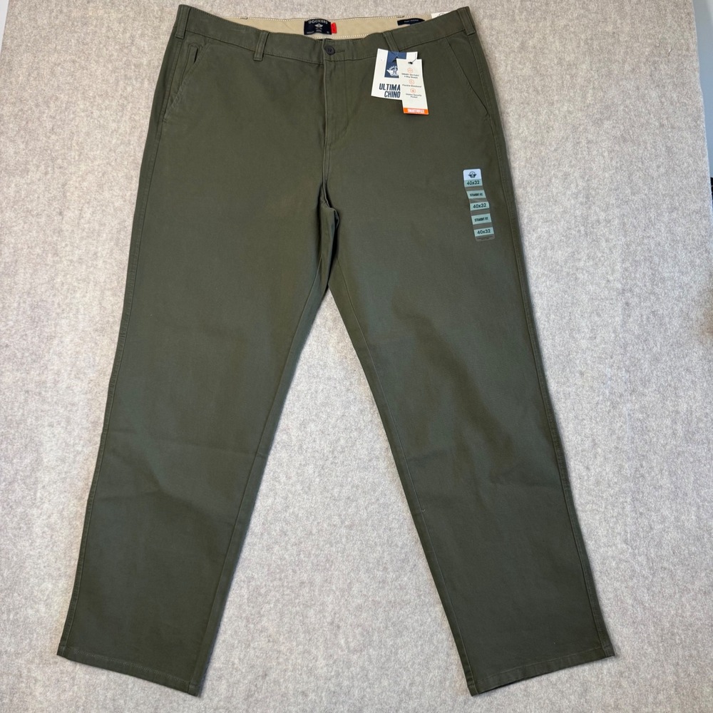 Dockers Ultimate Chino Straight Fit Mens 40x32 Olive Green Smart 360 Flex NWT